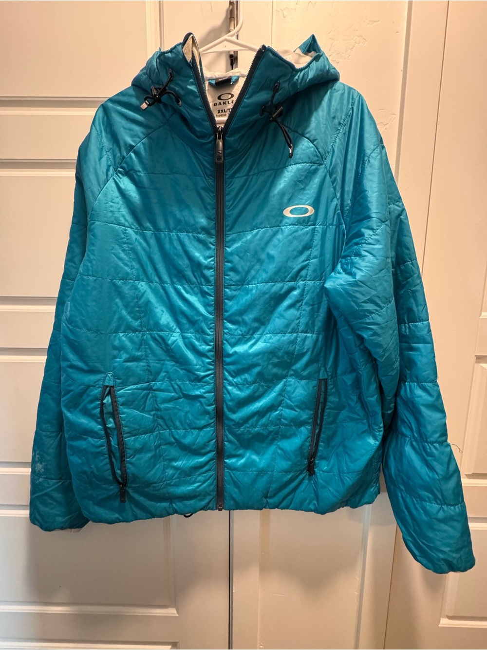 Oakley Teal and Black Hooded Quilted Jacket